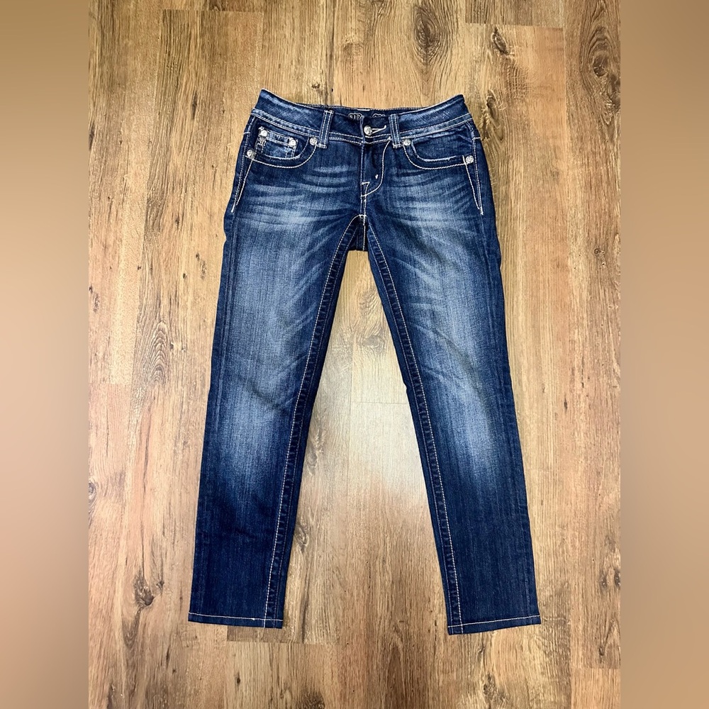 Miss Me Low Rise Dark Blue Skinny Jeans Size 27